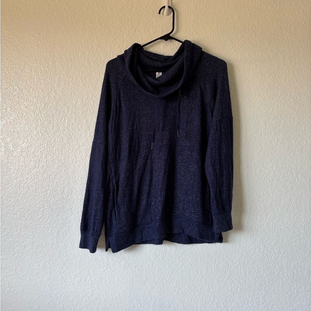 Favorite Lounge Top Chic  Navy Women's sweatshirt Turtleneck Sweater Size L #058